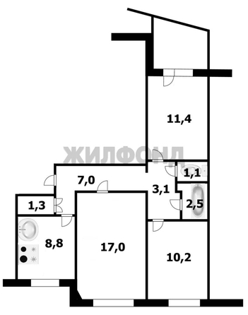
  Продается 3-комн. квартира 62.4 м². Фото 21.