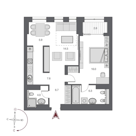 
  Продается 2-комн. квартира 62.4 м², в  Дом Нобель. Фото 1.