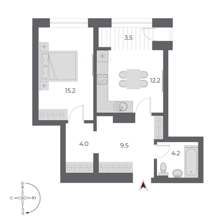 
  Продается 1-комн. квартира 48.6 м², в ЖК ОСКАР, дом 1. Фото 1.