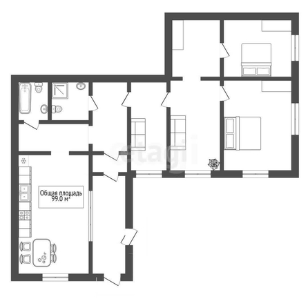 
  Продается 4-комн. квартира 99 м². Фото 1.