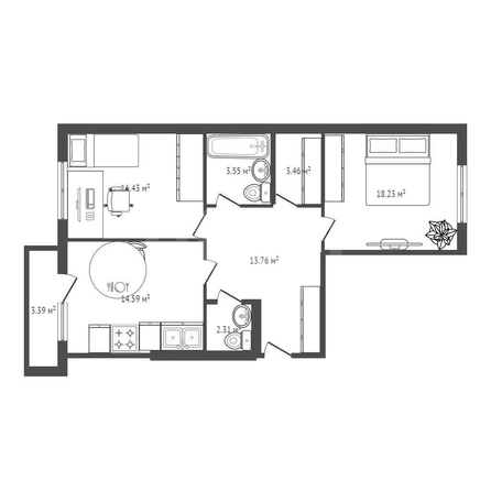 
  Продается 2-комн. квартира 75.2 м². Фото 4.