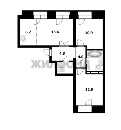 
  Продается 3-комн. квартира 58.7 м², в ЖК Онега, дом 5. Фото 14.