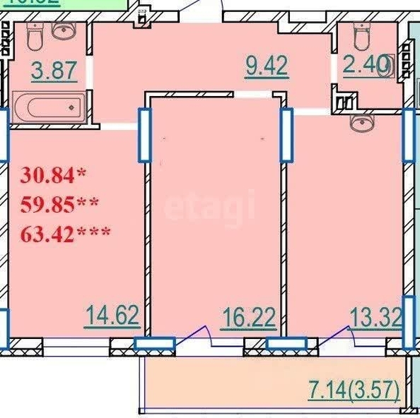 
  Продается 3-комн. квартира 64.5 м², в ЖК Время. Фото 6.