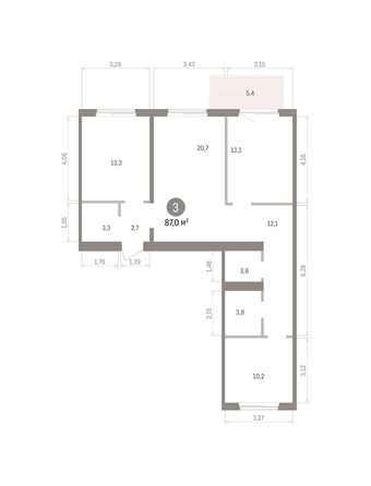 
  Продается 3-комн. квартира 87.04 м², в ЖК Пшеница, дом 5.2. Фото 1.
