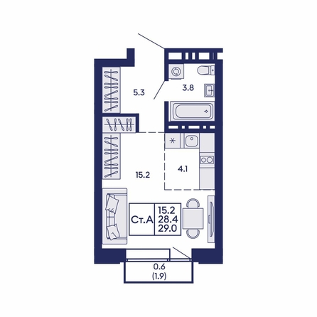 
  Продается студия 29 м², в ЖК Сила леса, корп 1. Фото 1.
