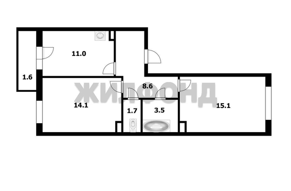 
  Продается 2-комн. квартира 54 м², в ЖК Матрешкин двор, дом 1 . Фото 10.