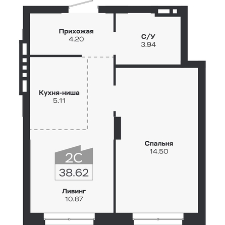 
  Продается 2-комн. квартира 38.62 м², в ЖК Базилик, дом 2. Фото 1.