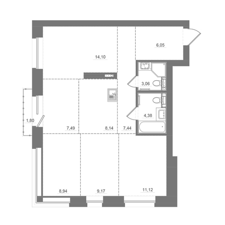 
  Продается 4-комн. квартира 81.48 м², в ЖК Спектр, дом 10. Фото 2.