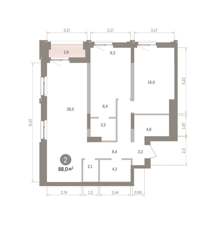 
  Продается 2-комн. квартира 88.04 м², в ЖК Европейский берег, дом 32. Фото 1.