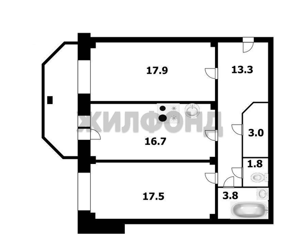 
  Продается 2-комн. квартира 74 м². Фото 23.