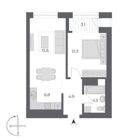 
  Продается 2-комн. квартира 46.7 м², в ЖК ОСКАР, дом 1. Фото 1.