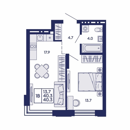 
  Продается 1-комн. квартира 40.3 м², в ЖК Сила леса, корп 1. Фото 1.