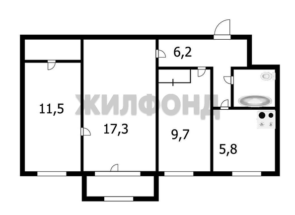 
  Продается 3-комн. квартира 56.5 м². Фото 2.