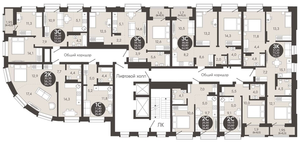 
  Продается 3-комн. квартира 75.15 м², в ЖК Флагман Холл. Фото 1.