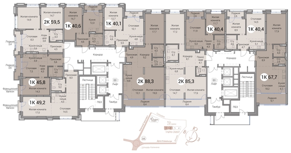 
  Продается 2-комн. квартира 67.7 м², в ЖК Тайм Сквер. Фото 38.