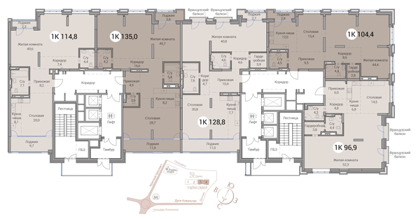 
  Продается 4-комн. квартира 114.8 м², в ЖК Тайм Сквер. Фото 19.