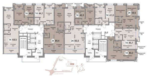 
  Продается 2-комн. квартира 49.2 м², в ЖК Тайм Сквер. Фото 19.