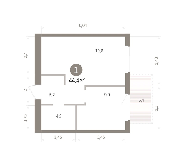 
  Продается 1-комн. квартира 44.36 м², в ЖК Пшеница, дом 5.2. Фото 1.