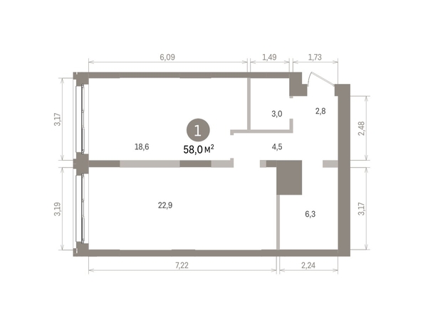 
  Продается 1-комн. квартира 57.99 м², в ЖК Европейский берег, дом 32. Фото 1.