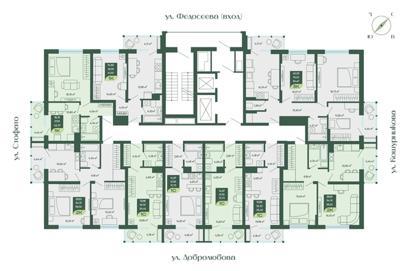 
  Продается 2-комн. квартира 58.52 м², в ЖК Мичурин. Фото 1.