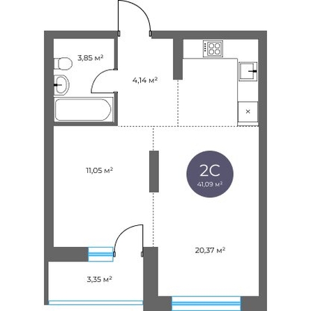 
  Продается 2-комн. квартира 41.09 м², в  Квартал на Российской, дом 2. Фото 1.