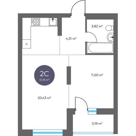 
  Продается 2-комн. квартира 41.16 м², в  Квартал на Российской, дом 2. Фото 1.