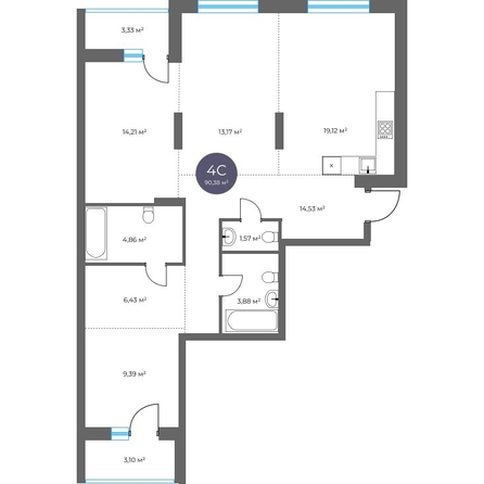 
  Продается 4-комн. квартира 90.38 м², в  Квартал на Российской, дом 3. Фото 1.