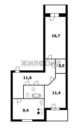 
  Продается 2-комн. квартира 55 м². Фото 13.