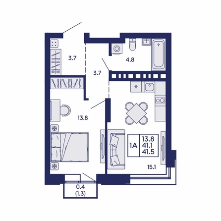 
  Продается 1-комн. квартира 41.5 м², в ЖК Сила леса, корп 1. Фото 1.