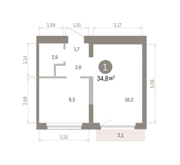 
  Продается 1-комн. квартира 34.8 м², в ЖК Лебедевский квартал, д 1. Фото 1.