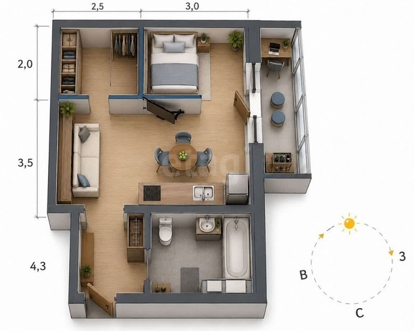 
  Продается студия 39.3 м², в ЖК Аквамарин, дом 1/2. Фото 9.