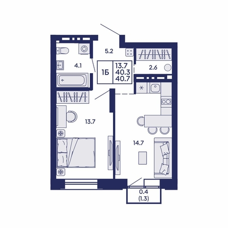 
  Продается 1-комн. квартира 40.7 м², в ЖК Сила леса, корп 1. Фото 1.