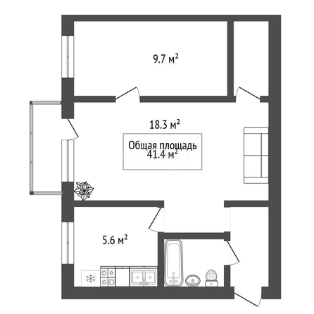 
  Продается 2-комн. квартира 41.4 м². Фото 1.