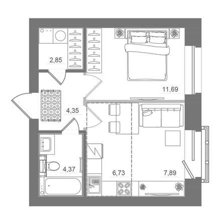 
  Продается студия 37.89 м², в ЖК Спектр, дом 10. Фото 1.