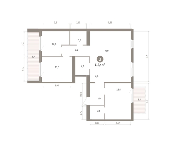 
  Продается 3-комн. квартира 112.44 м², в ЖК Пшеница, дом 5.2. Фото 1.