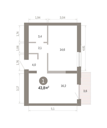 
  Продается 1-комн. квартира 43.83 м², в ЖК Европейский берег, дом 46. Фото 2.