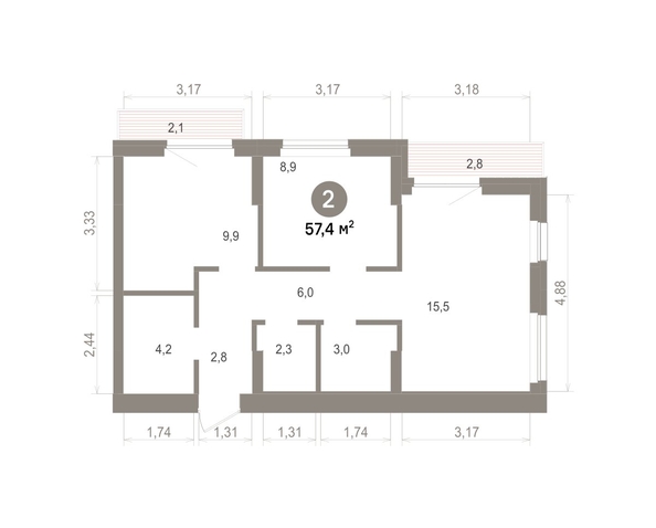 
  Продается 2-комн. квартира 57.44 м², в ЖК Лебедевский квартал, д 1. Фото 1.