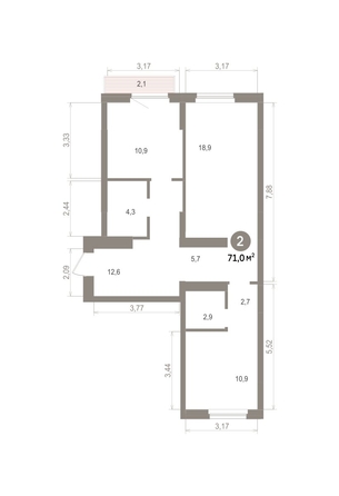 
  Продается 2-комн. квартира 70.96 м², в ЖК Лебедевский квартал, д 1. Фото 1.