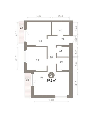 
  Продается 2-комн. квартира 57.45 м², в ЖК Лебедевский квартал, д 1. Фото 1.