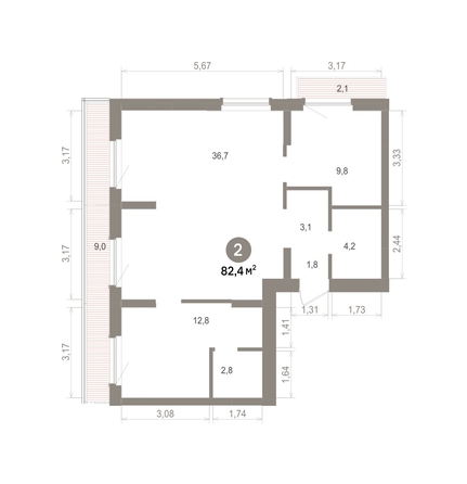 
  Продается 2-комн. квартира 82.44 м², в ЖК Лебедевский квартал, д 1. Фото 1.