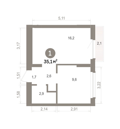 
  Продается 1-комн. квартира 35.13 м², в ЖК Лебедевский квартал, д 1. Фото 1.