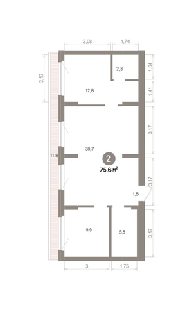 
  Продается 2-комн. квартира 75.59 м², в ЖК Лебедевский квартал, д 1. Фото 1.