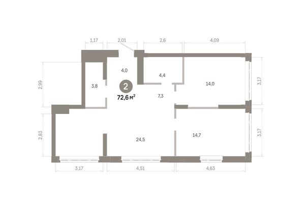 
  Продается 2-комн. квартира 72.6 м², в  Квартал Молодость, дом 1. Фото 1.