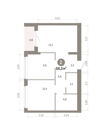 
  Продается 2-комн. квартира 55.25 м², в  Квартал Молодость, дом 1. Фото 1.