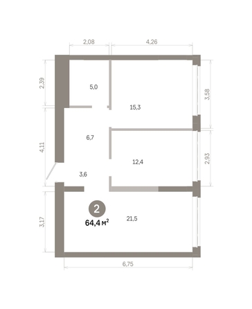 
  Продается 2-комн. квартира 64.41 м², в  Квартал Молодость, дом 1. Фото 1.