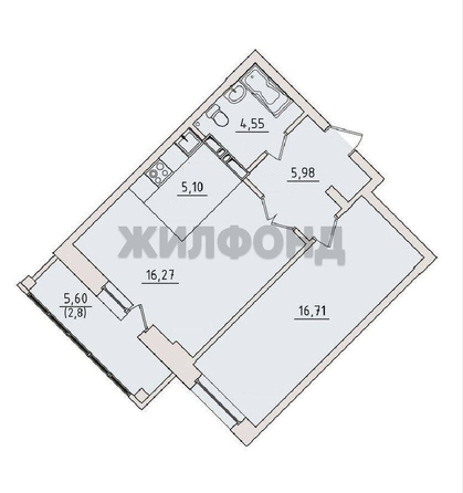 
  Продается 2-комн. квартира 49.3 м², в ЖК Залесский. Фото 6.