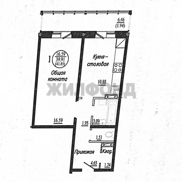 
  Продается 1-комн. квартира 41.85 м². Фото 14.