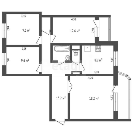 
  Продается 4-комн. квартира 87 м². Фото 11.