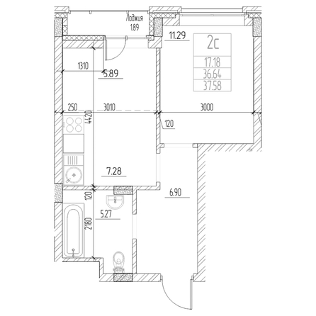 
  Продается 2-комн. квартира 36.63 м², в ЖК Чернышевский, корп 3.3. Фото 1.