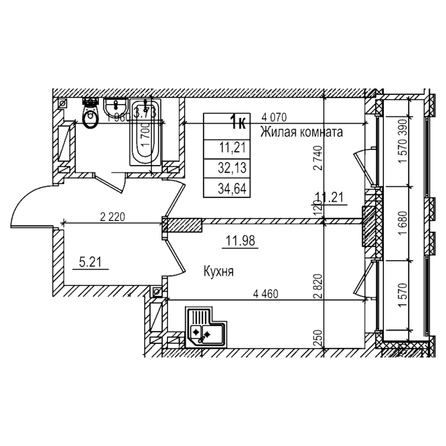 
  Продается 1-комн. квартира 32.1 м², в ЖК Чернышевский, корп 3.3. Фото 1.